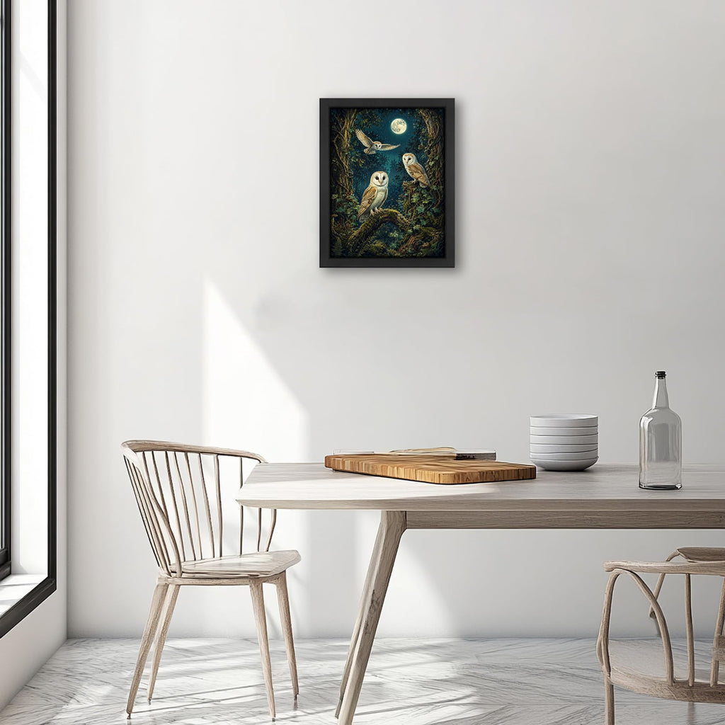 Barn Owl Decor Wall Art, Forest Wildlife Animal Picture 16"x24"