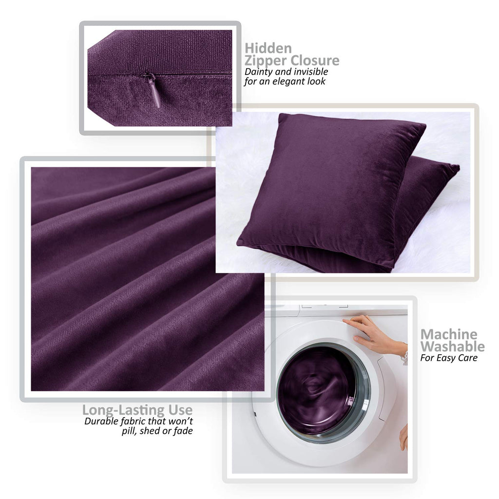 Throw Pillow Covers, Cozy Velvet Decorative Pillow Cases 24x24 Inches, Soft Solid Couch Pillow Covers for Sofa, Bed