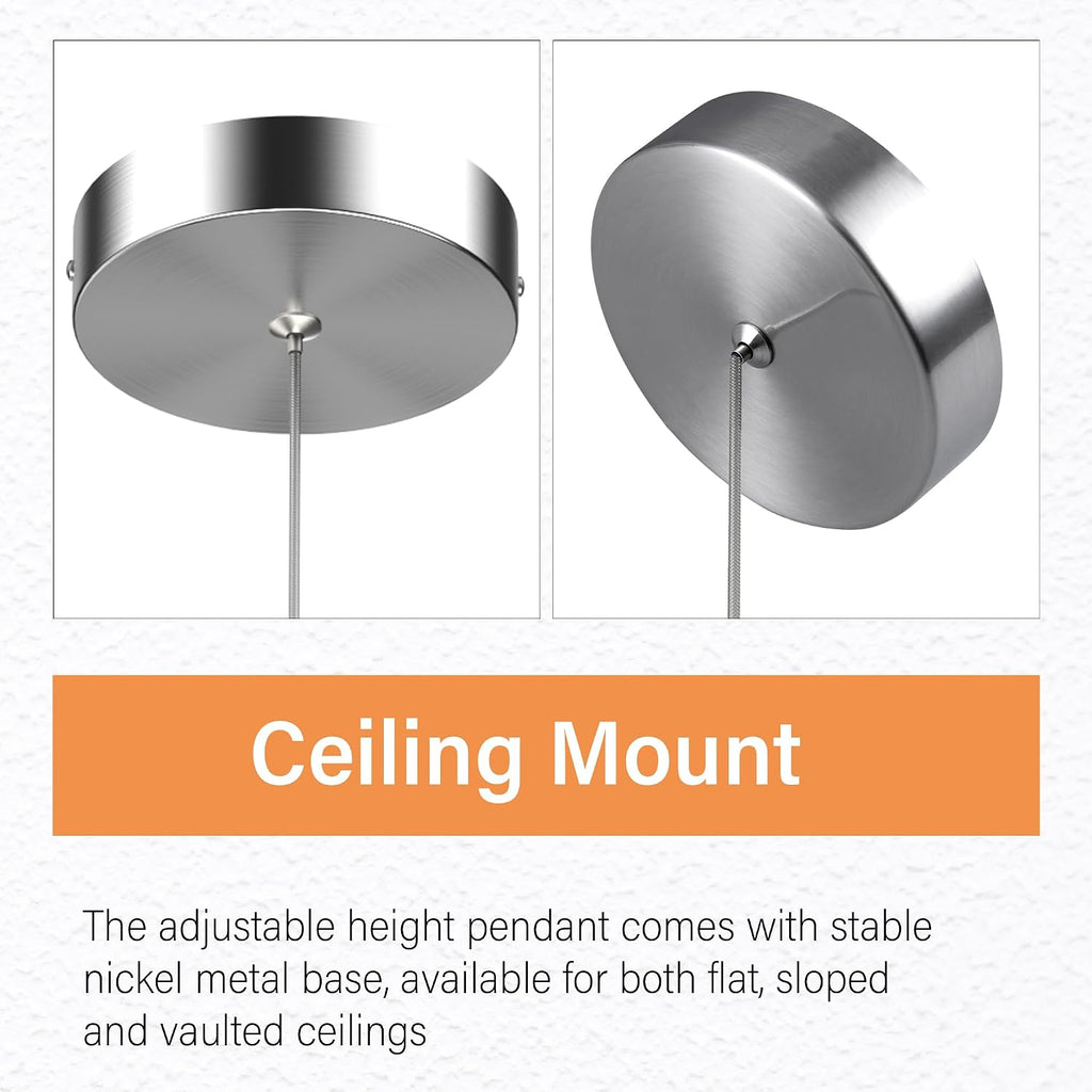 Pendant Lights Kitchen Island, 6500K Modern Kitchen Island Lights Brushed Nickel, 3 Pack Ceiling Lighting Fixtures