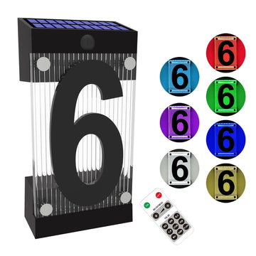 Solar House Numbers for Outside, 3D Acrylic Number Colorful light Remote Control, Solar Address Sign, Lighted Modern