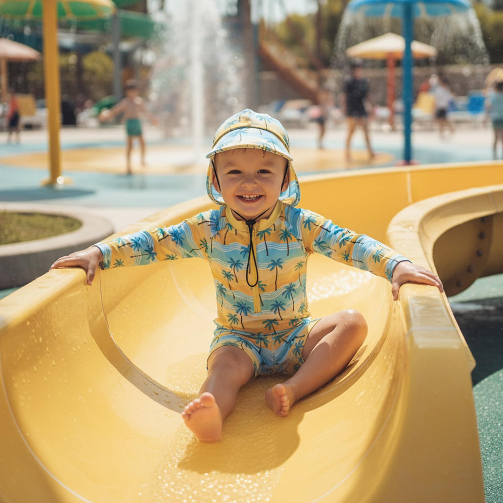 Toddler Baby Boys Swim Set Long Sleeve Rashguard Swimsuit Shirt Trunks Infant Bathing Suit Swimwear with Hat
