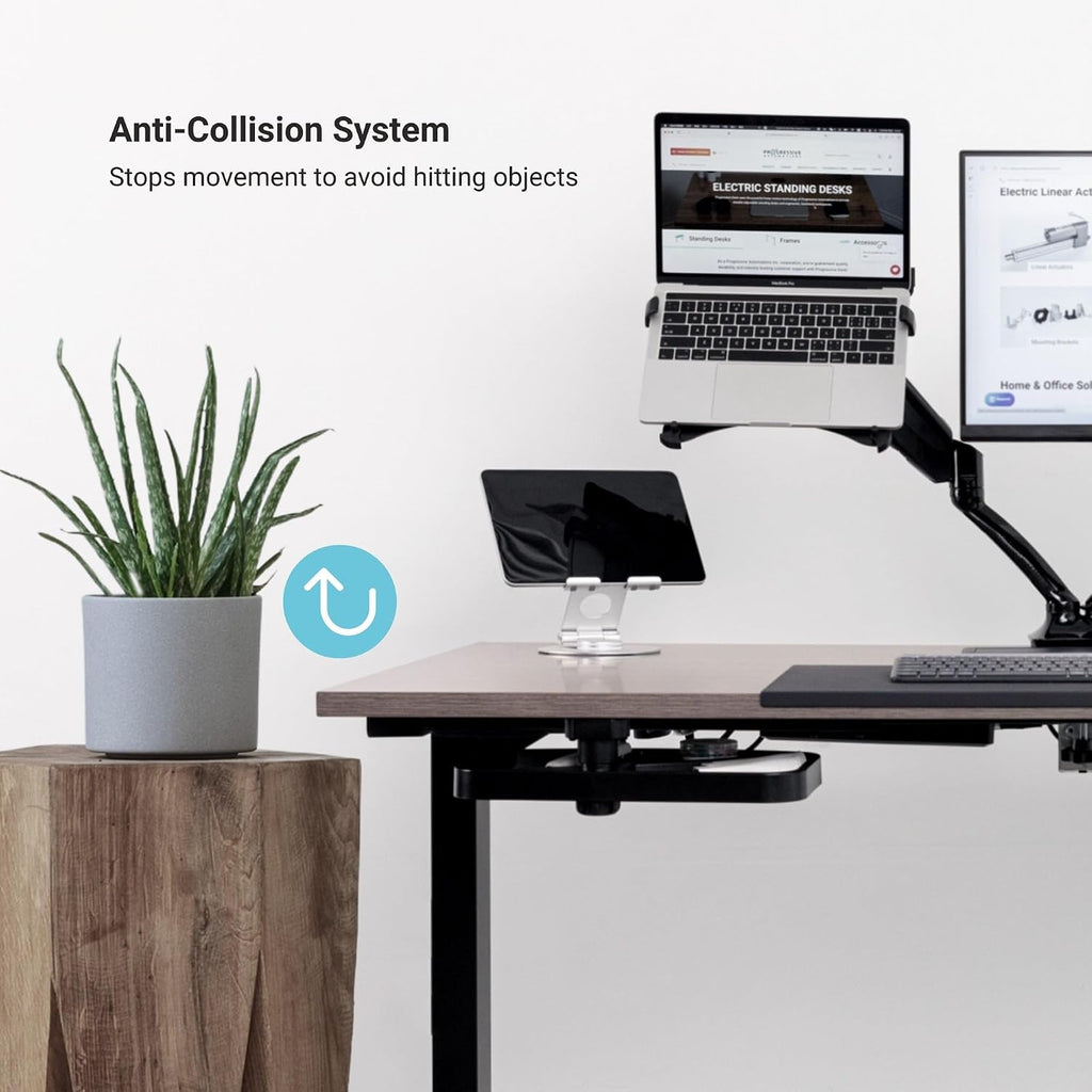 Stand Up Height Adjustable Electric Standing Desk - 48" x 30" with Dual Motor, 3 Stages Sit Stand Table - Dark