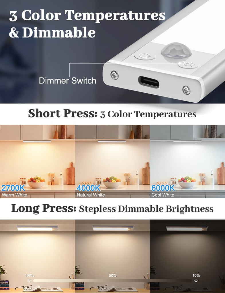 Under Cabinet Lighting with Charging Station, 12inch