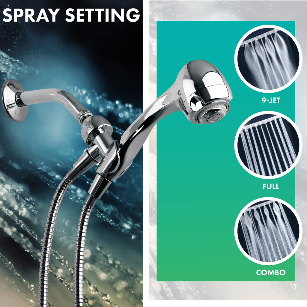 Earth Spa 3-Spray 1.5 GPM 2.7-in. Wall Mount Handheld Shower Head in Chrome, 1-Pack with Pressure Compensation
