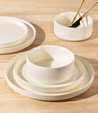 Ceramic Dinnerware Sets for 4, 12 Pieces Porcelain Lightweight Plates and Bowls Sets, Scratch Resistant Dish Set