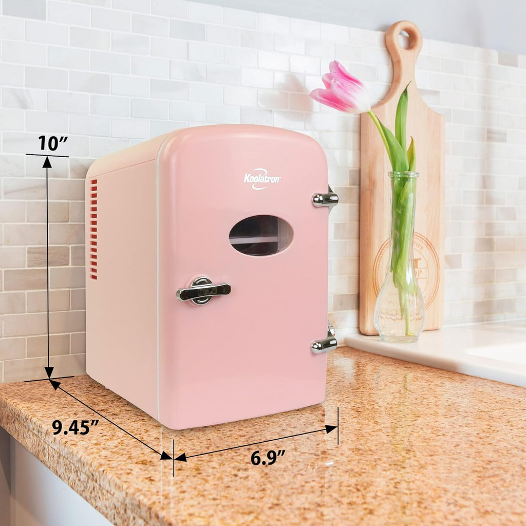 Mini Fridge - Refrigerator for Bedroom, Office, Portable Table Top Beverage Cooler, 12V 110V Refrigerador for Drinks