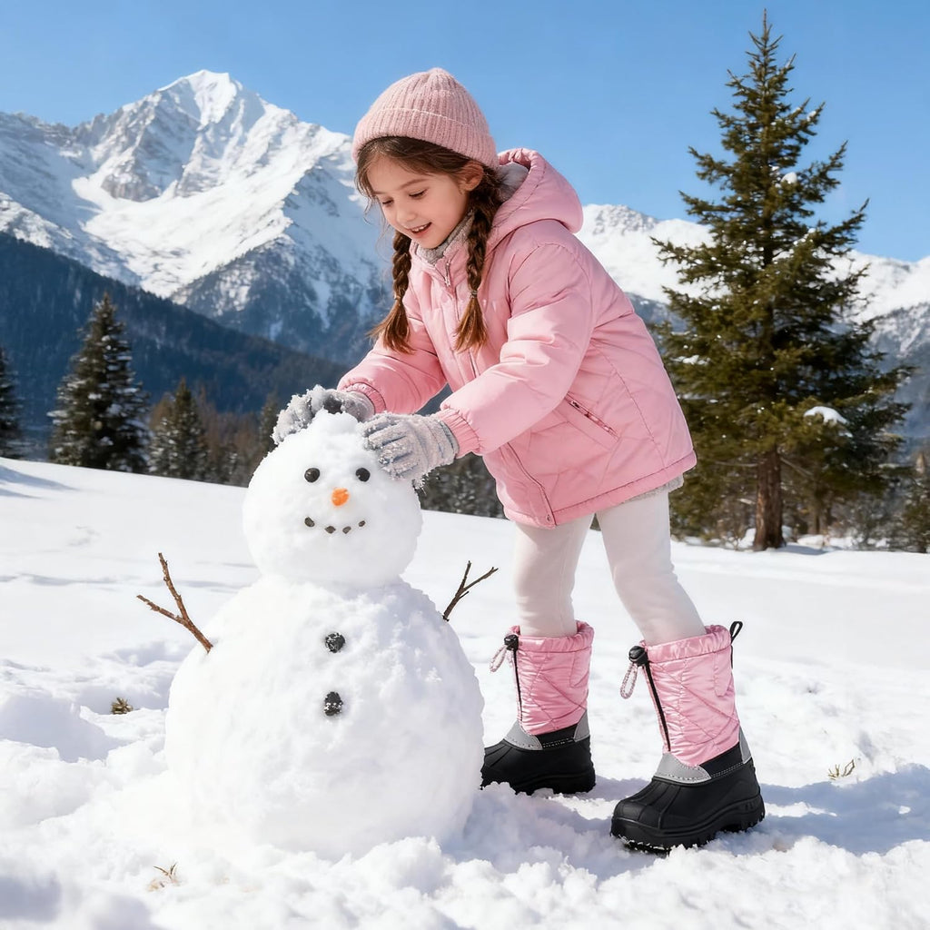 Girls Snow Boots with Zipper Kids Boys Winter Outdoor Boots