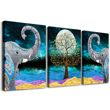 Canvas Wall Art, farmhouse bathroom Wall decor blue abstract Animal landscape painting, modern family kitchen Bedroom