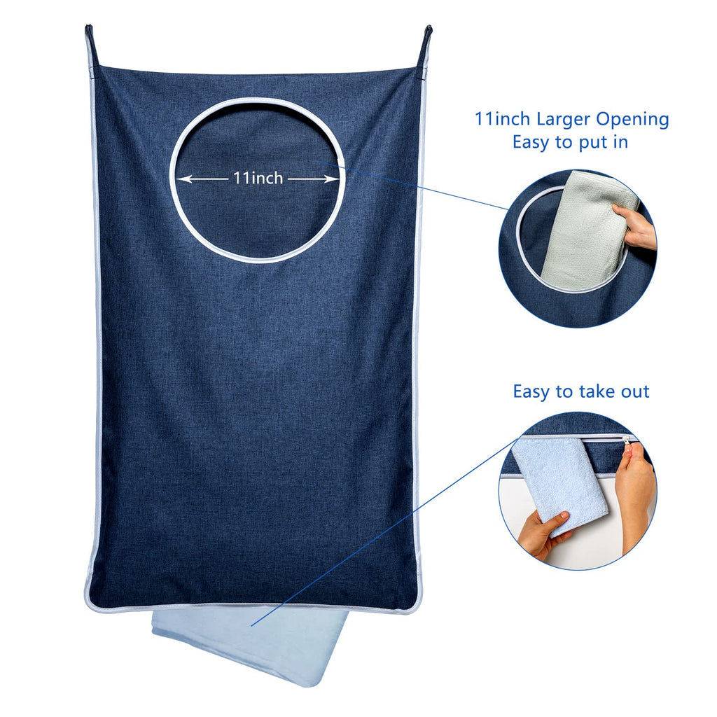 2 Pack Large Hanging Laundry Hamper Bag, 35x21.6 Inch Oversized Clothes Hanging Laundry bag with Hooks, Perfect for