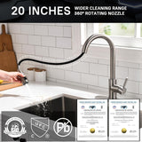 Single Handle High Arc Brushed Nickel Pull Out Kitchen Faucet,Single Level Stainless Steel Kitchen Sink Faucets with