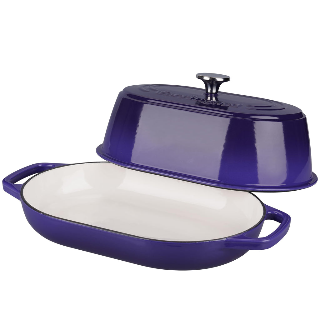 Enameled Cast Iron Dutch Oven Pot with Dome Lid, Oval Bread Oven made Sourdough Bread Baking, Oven Safe up to 500°F