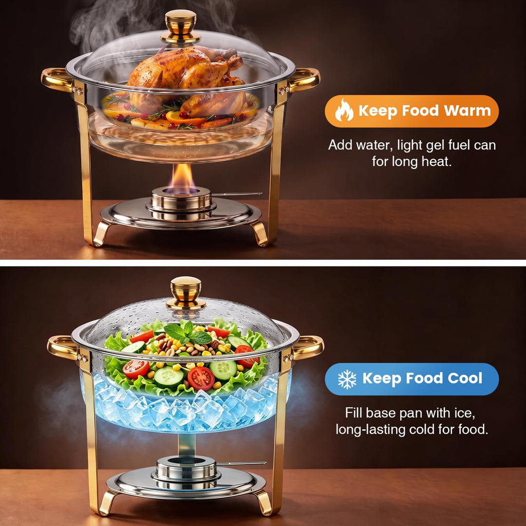 7QT Stainless Steel Chafing Dishes for Buffet with Serving Tongs