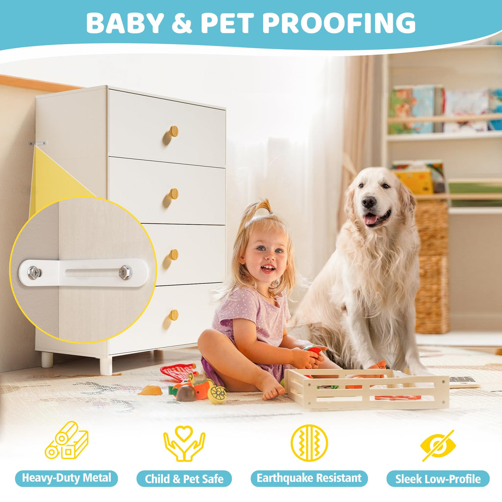 16-Pack Metal Anti-Tip Furniture Anchors Kit for Baby Proofing & Earthquake