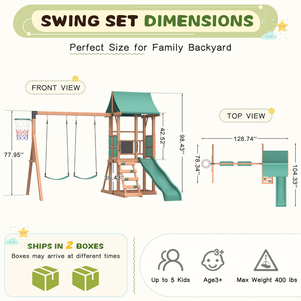 6-in-1 Wooden Swing Set
