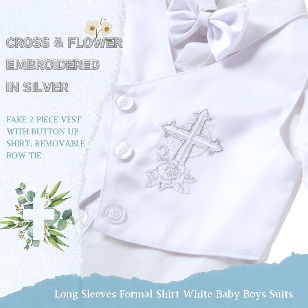 Christening Baptism Outfits for Boys Formal Dress White Baby Suit