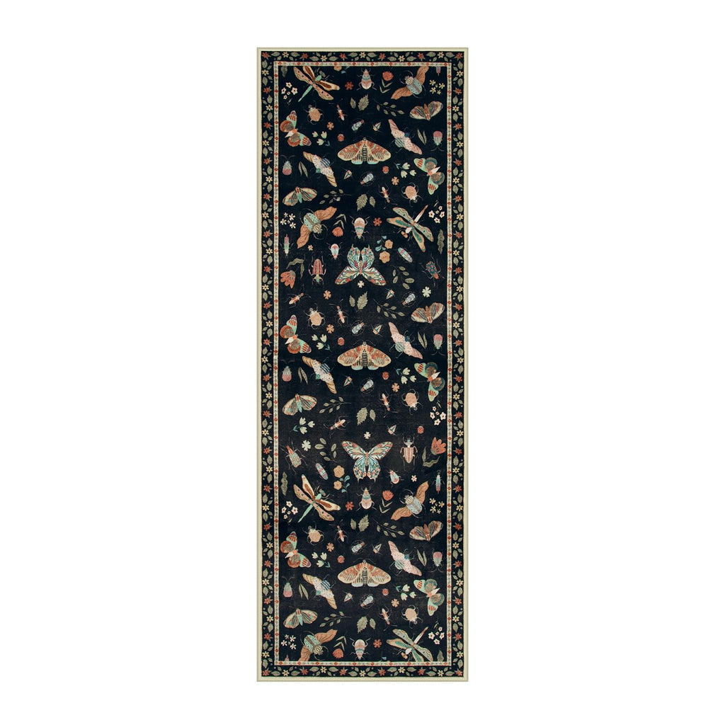 Insect Washable Entryway Runner Rug 2x6, Botanical Bug Hallway Rug