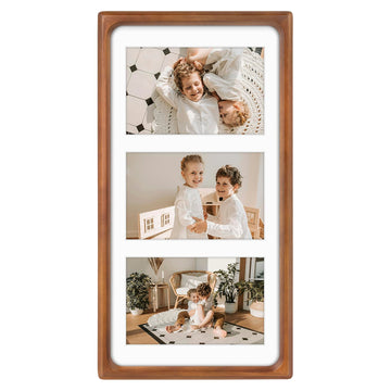4x6 Collage Picture Frame, Solid Wood & Real Glass, 3 Photos