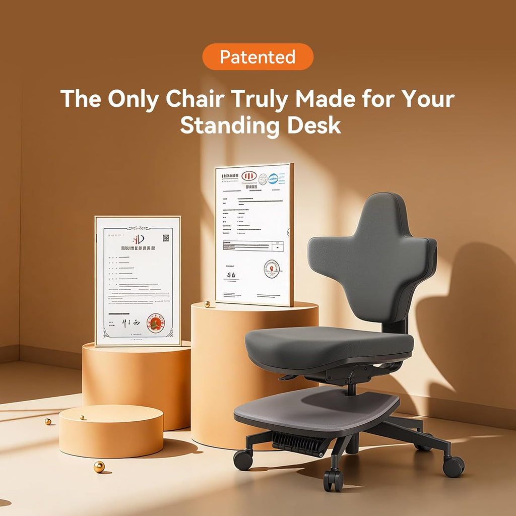 Standing Desk Chair, Standing Mate Chair for Sit-Stand, Ergonomic Leaning Perch Chair with Anti-Fatigue Mat, Standing