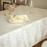 Textured Tablecloth Waterproof Spillproof Lace Trim Rectangle Damask Fabric Table Cloth Kitchen Dinn