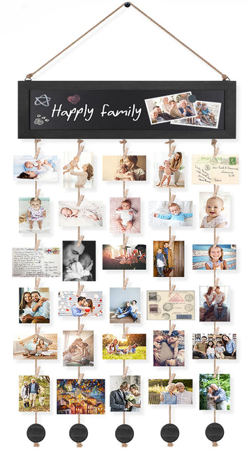 Hanging Picture Frame Collage with Blackboard - Vintage Black
