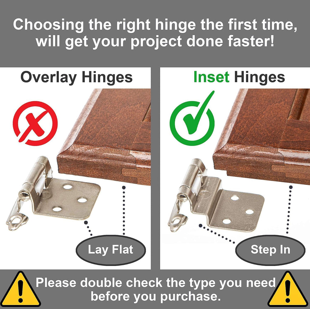 3/8" Inset Cabinet Hinges Brushed Nickel (25 Pair -50 Pcs) Offset Self Closing Cabinet Hinges Cabinets Satin Nickel