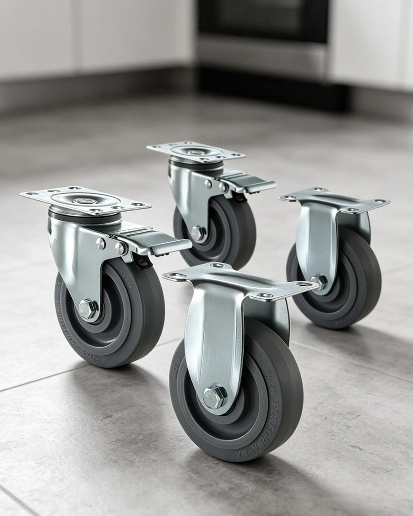 Caster Wheels, 5 Inch Heavy Duty Casters, Compatible with Insulated Food Pan Carrier, Set of 4 (2 Swivel with Brake
