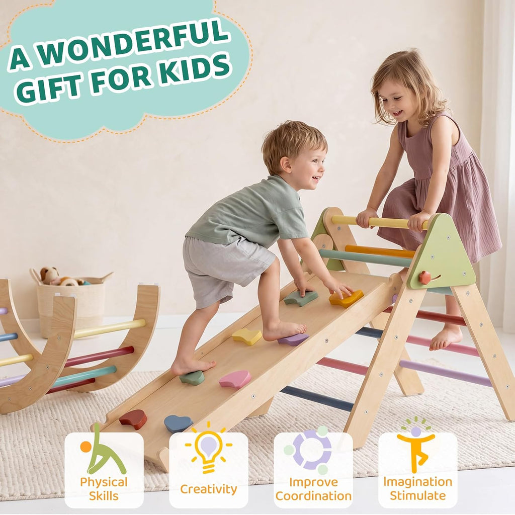 Triangle Set, Montessori 7in1 Foldable Climbing Toy Set for Toddlers