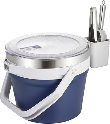 7L Vacuum Insulated Ice Bucket with Lid and Scoop& Tongs,Large capacity Stainless Steel Beverage Bucket for Cocktail