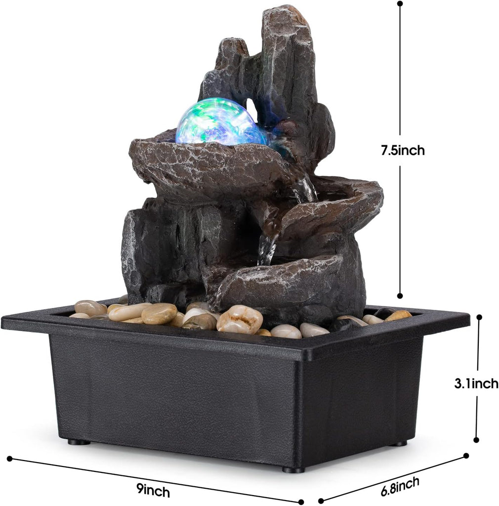 Tabletop Fountain Rotating Ball Rock Waterfall Fountain Office Tabletop Fountains Decor Includes Many Natural River