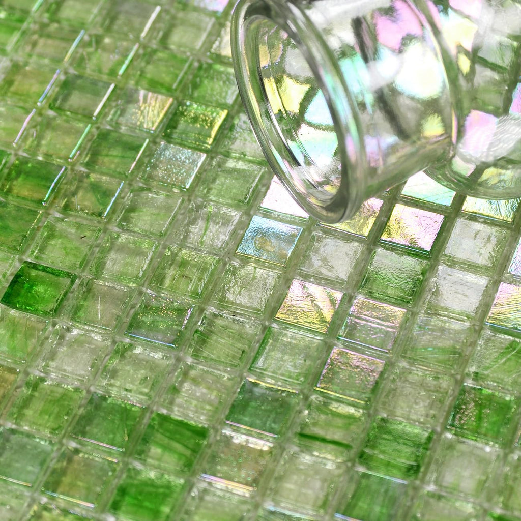 5.75 Sq.Ft Iridescent Green Glass Mosaic Tile, Backsplash