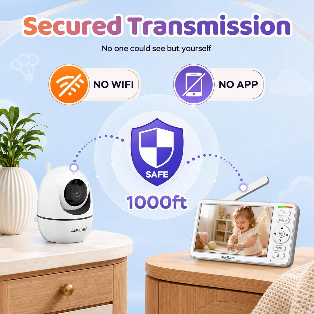 6" Split Screen Video Baby Monitor with 2 Cameras and Audio No WiFi