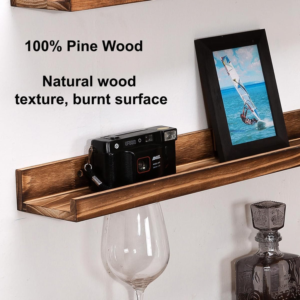 24 Inch Floating Shelves Set of 3 - Rustic Wood Picture Ledge Shelf Storage Decor - Nursery Book Shelves, Wall
