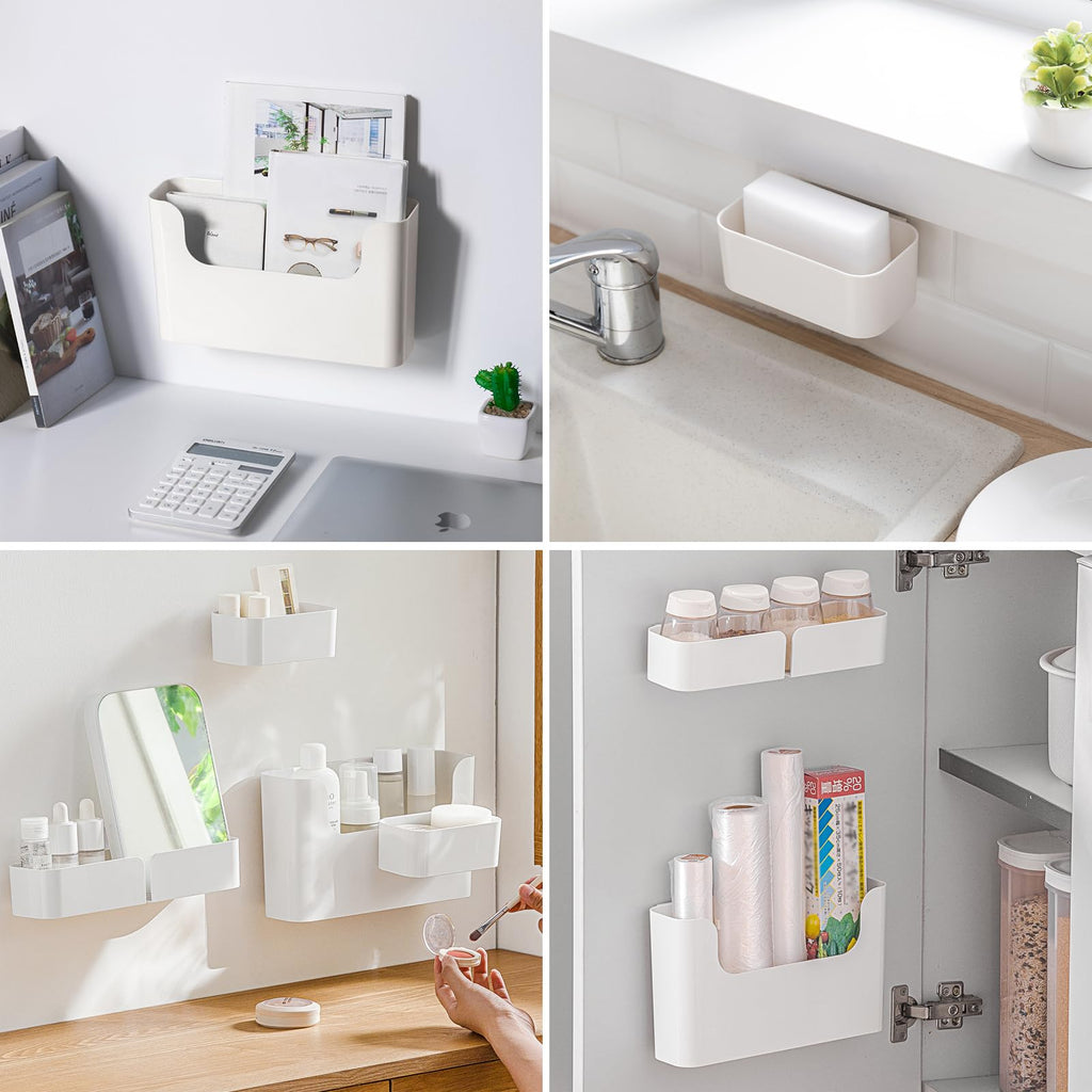 Floating Shelf Wall Mounted Non-Drilling Adhesive Bathroom Organizer Ledge Shelf Decor/Kitchen/Bathroom Storage 4pcs
