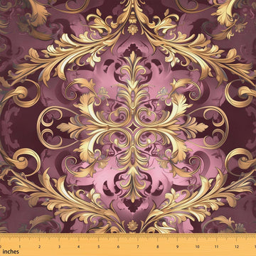Golden Damask Fabric by The Yard Flowers Vintage Fashion