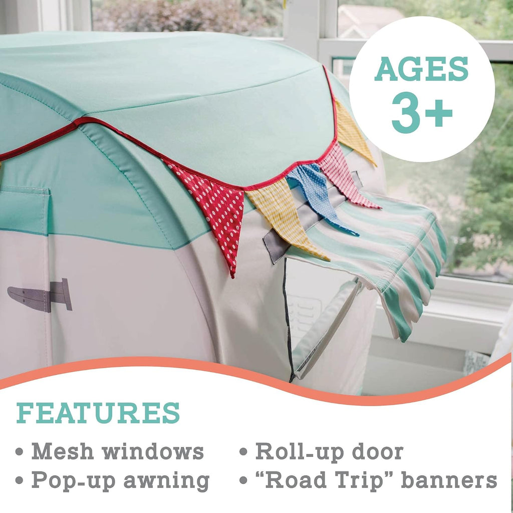 Camper Playhouse - Pretend, Indoor Fort for Kids - 43 x 55 x 36 inch Play Set Made of Cotton Canvas - Easy Assembly &