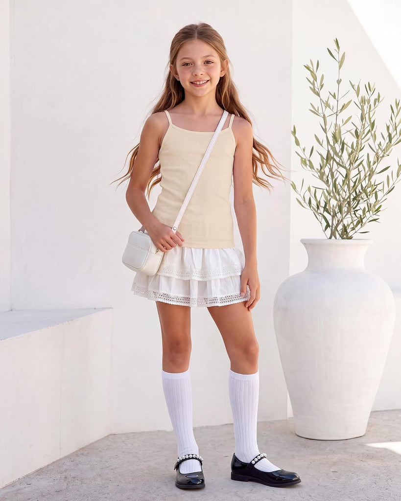 Girls Cami Tank Tops Adjustable Straps Camisole Undershirt