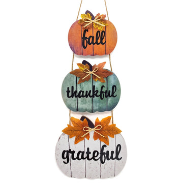 Pumpkin Fall Door Decor, Thanksgiving Fall Decorations, Wooden Pumpkin Hanging Fall Door Decor Sign with Letter