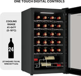 24 Bottle Wine Cooler Black Compressor Wine Fridge | 2.4 cu ft (68 L) Freestandi