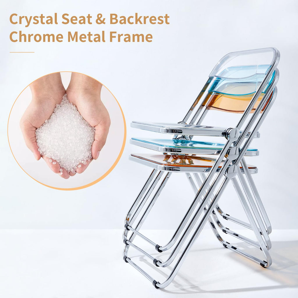 Luxury Modern Acrylic Folding Chair Transparent Chairs-Ghost Stackable Crystal Folding Chair-PC Plastic Living Room
