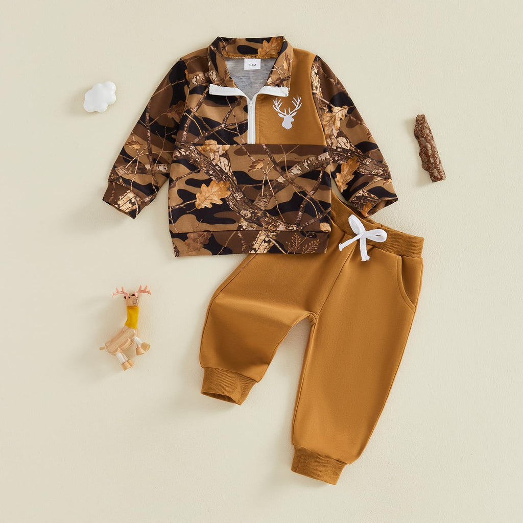 Baby Boy Hunting Outfit Deer Sweatshirt Pants Set