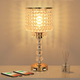 Crystal Table Bedside Lamp Touch Control, 3-Way Dimmable Small Nightstand Lamp with 2 USB Charging Ports
