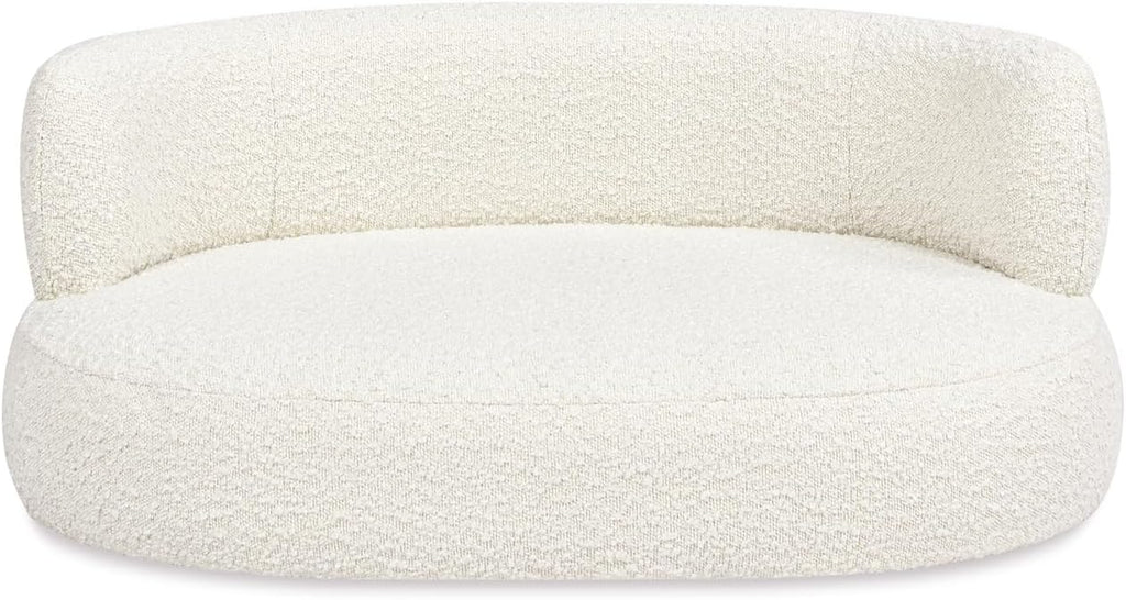 36" Faux Sherpa Boucle Dog Sofa, Cat Sleeper Bed with Double Layer Foam, Puppy Couch with Curved Back for Pet