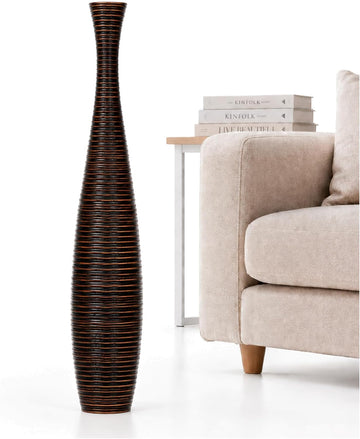 Large Floor Vase 34 inches Mango Wood for Pampas Grass, Dried Flowers