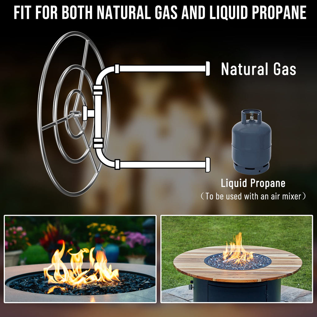 36-Inch Round Fire Pit Burner Ring, 304 Stainless Steel