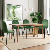 CangLong Modern Velvet Chairs with Metal Legs for Living, Bedroom, Restaurant, Dining Room, Set of 2, Dark Green