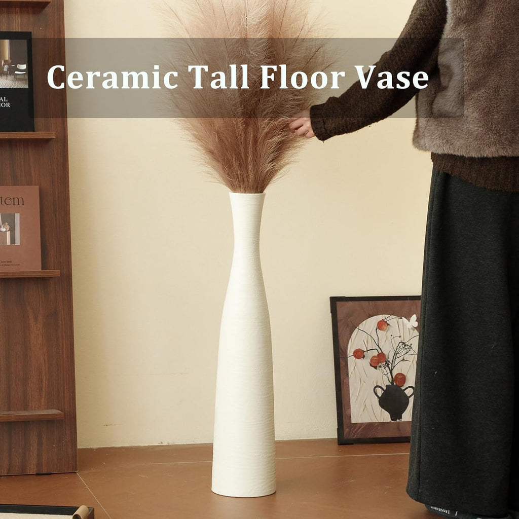 Ceramic Tall Floor Vase, 29" Terracotta Large Decorative Vases Home Decor | Big Standing Flower Vase for Modern Boho