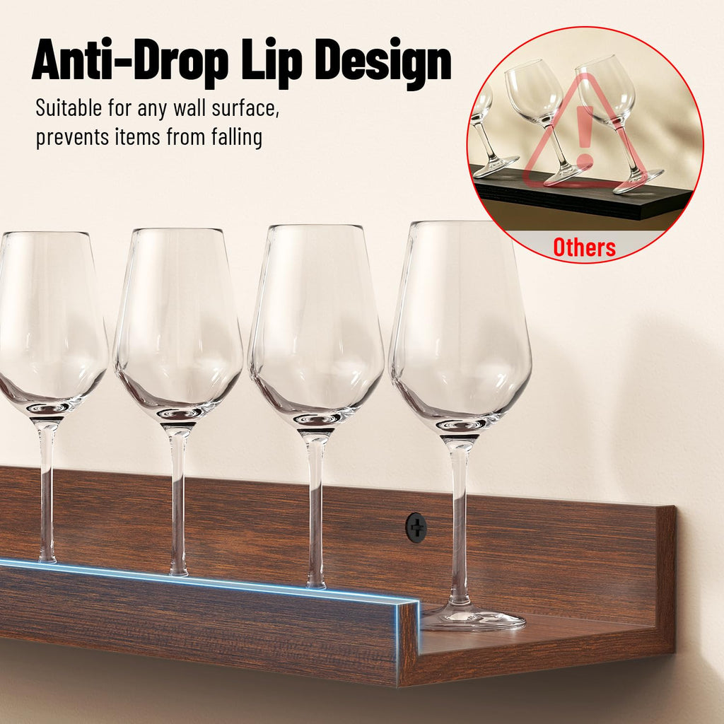 15.7x5.12" Floating Shelves for Wall, Room Decor, Raised Lip, 6 Pack
