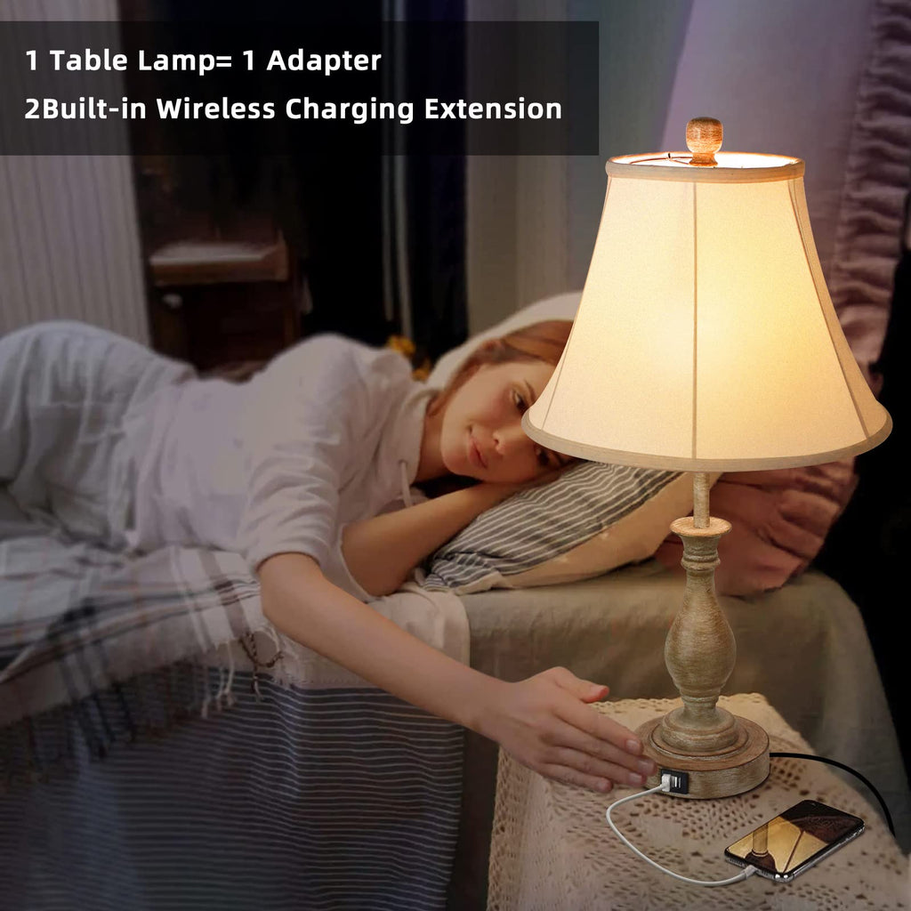 Farmhouse Table Lamp Touch Control 3-Way Table Lamp with USB Charge