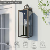 Large Size Outdoor Wall Lights, 2 Pack 18 Inch Matte Black Exterior Light Fixture with Clear Glass Shade