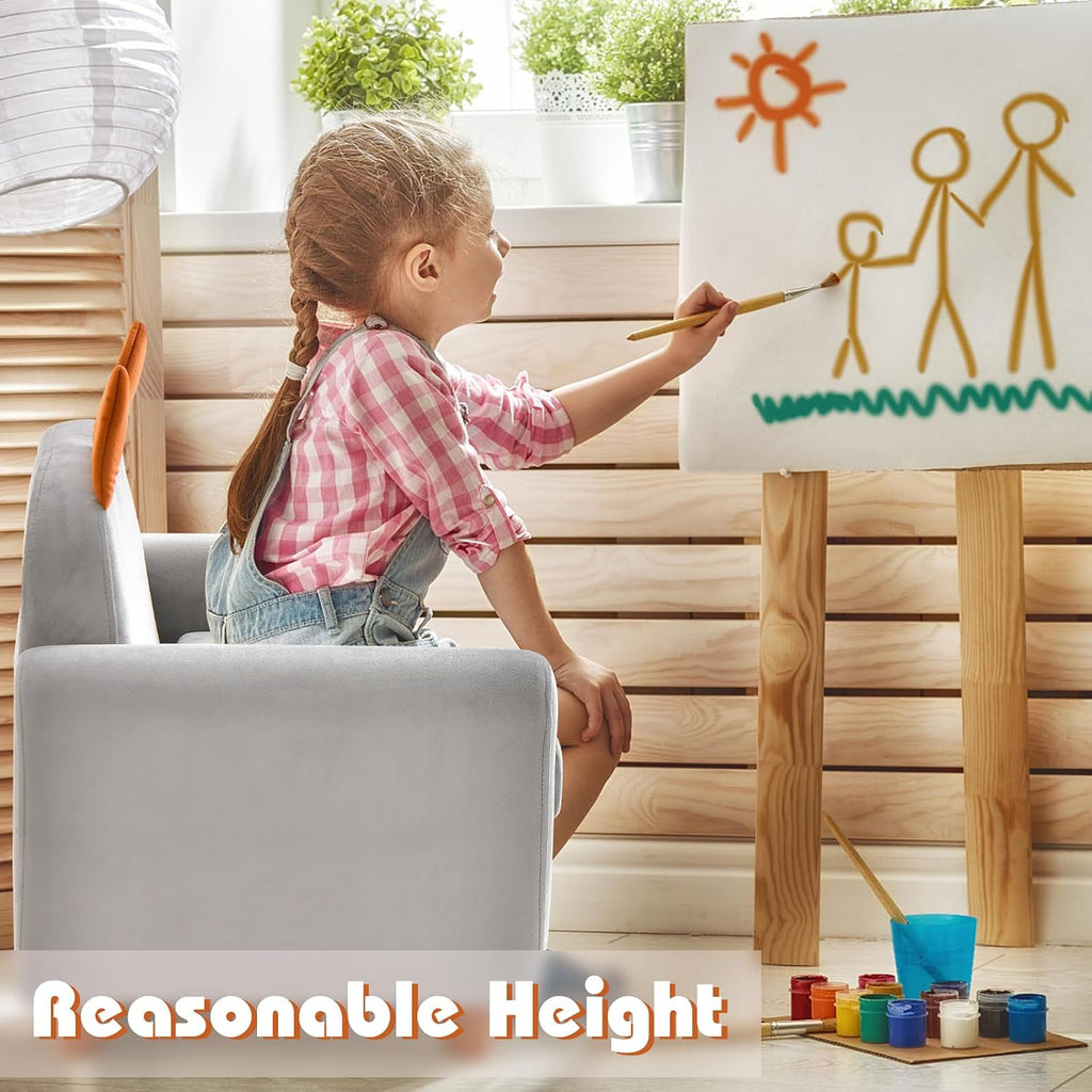 Kids Sofa, Children Armrest Chair with Sturdy Wood Construction and Dutch Velvet, Upholstered Toddler Armrest Couch